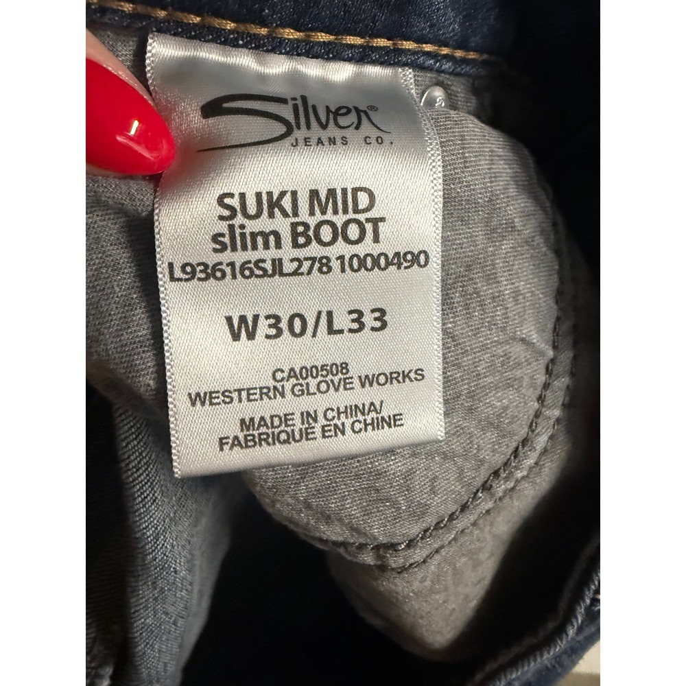 Silver Jeans Co Suki Mid Rise Straight Leg Super Stretch Blue Denim Jeans Sz 30 - Picture 9 of 9